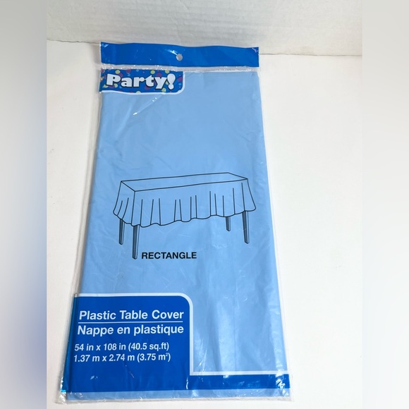 BUNDLE (6) RECTANGLE PARTY PLASTIC TABLE CLOTHS/COVERS (BLUE/YELLOW)
(SEALED) - Picture 2 of 5